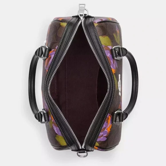 NWT💃Coach Rowan Satchel In Signature Canvas With Rose Print - Picture 7 of 12